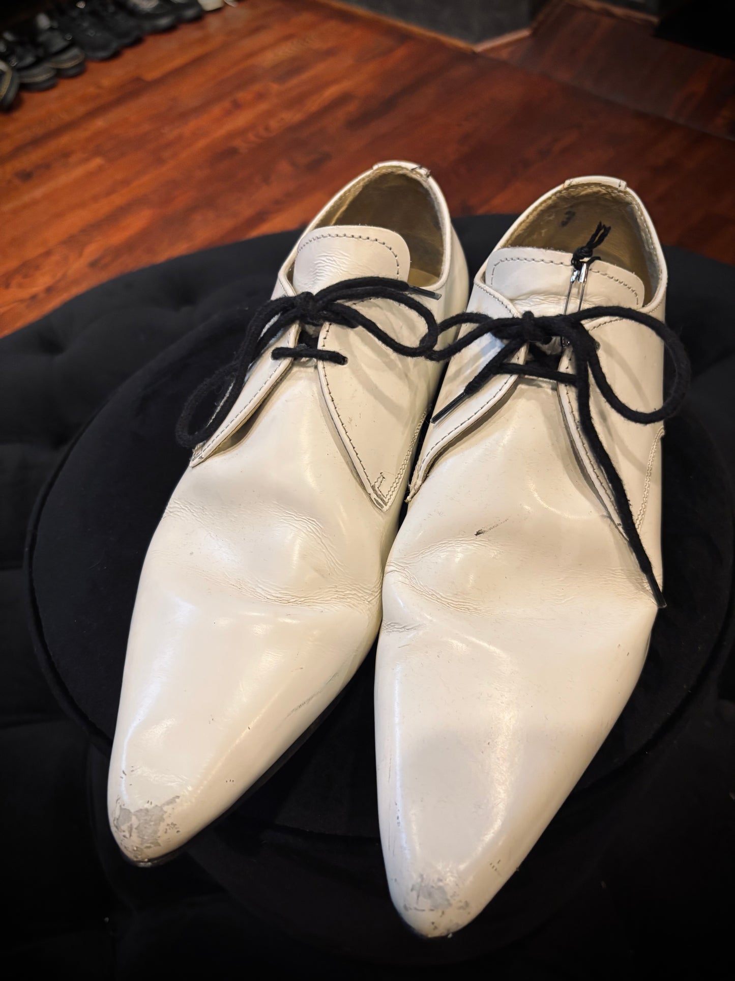 Super pointy White Mens Dress shoes