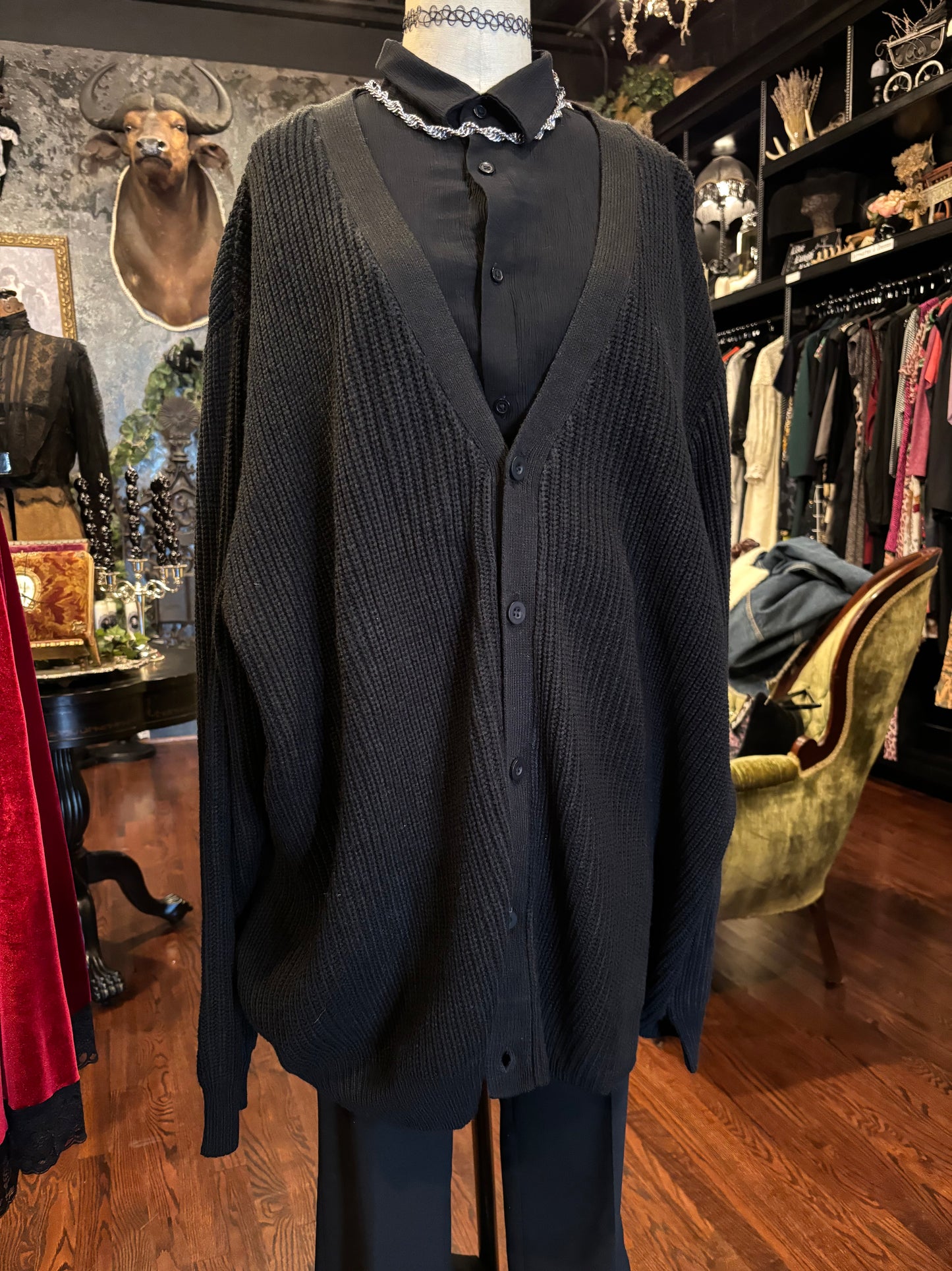 Ultimate Emo Black Knit Oversized Cardigan