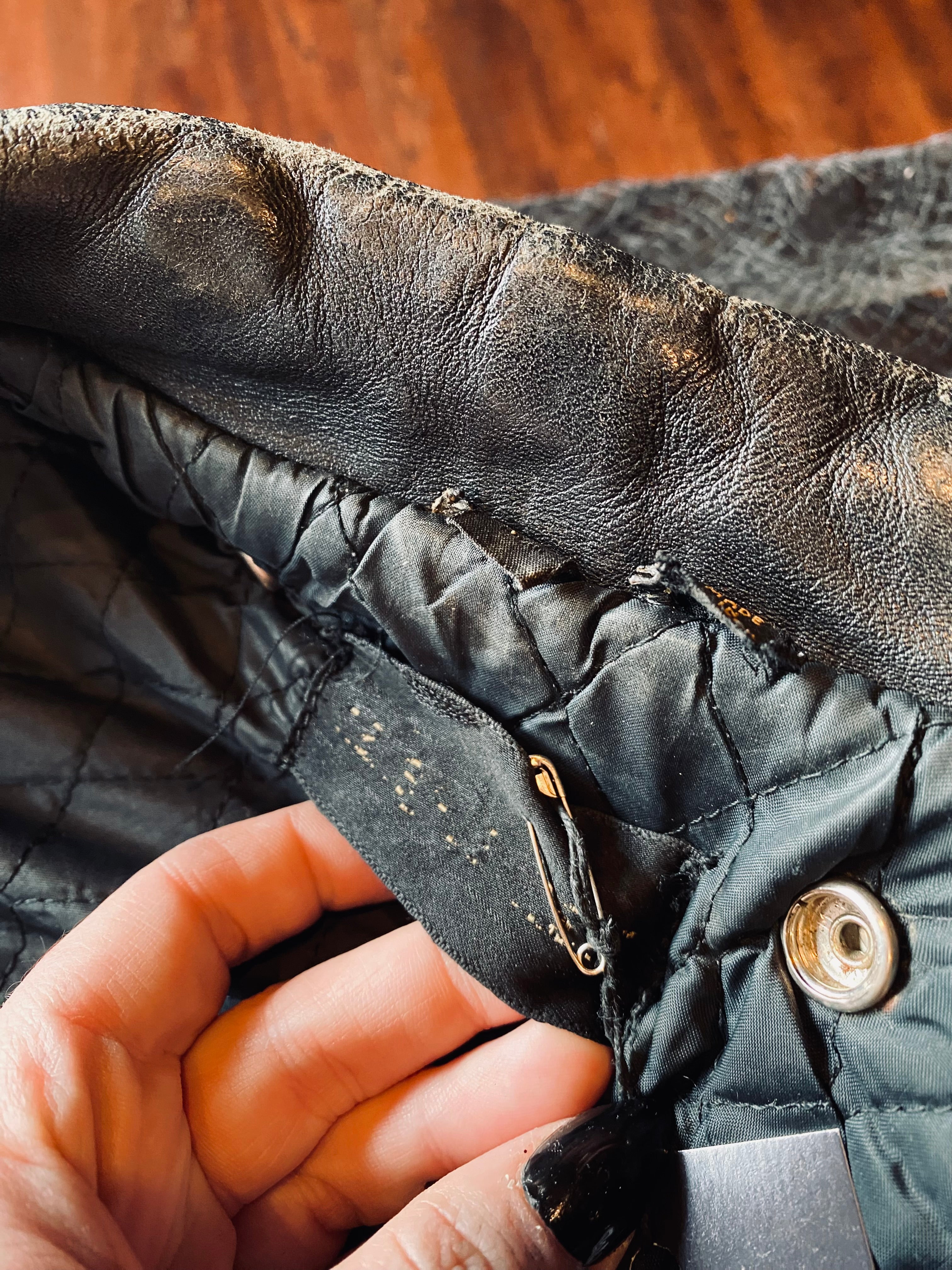 Vintage 70's Harley-Davidson Weathered Black Leather Motorcycle