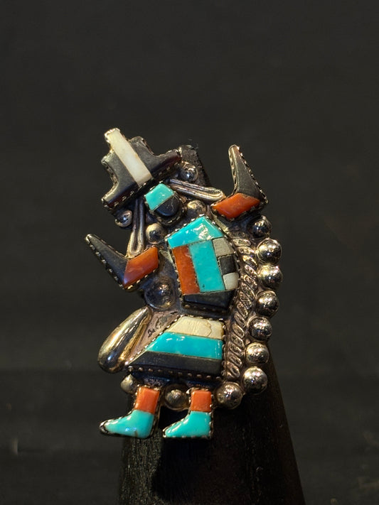 Silver Zuni Knifewing Kachina Dancer Ring