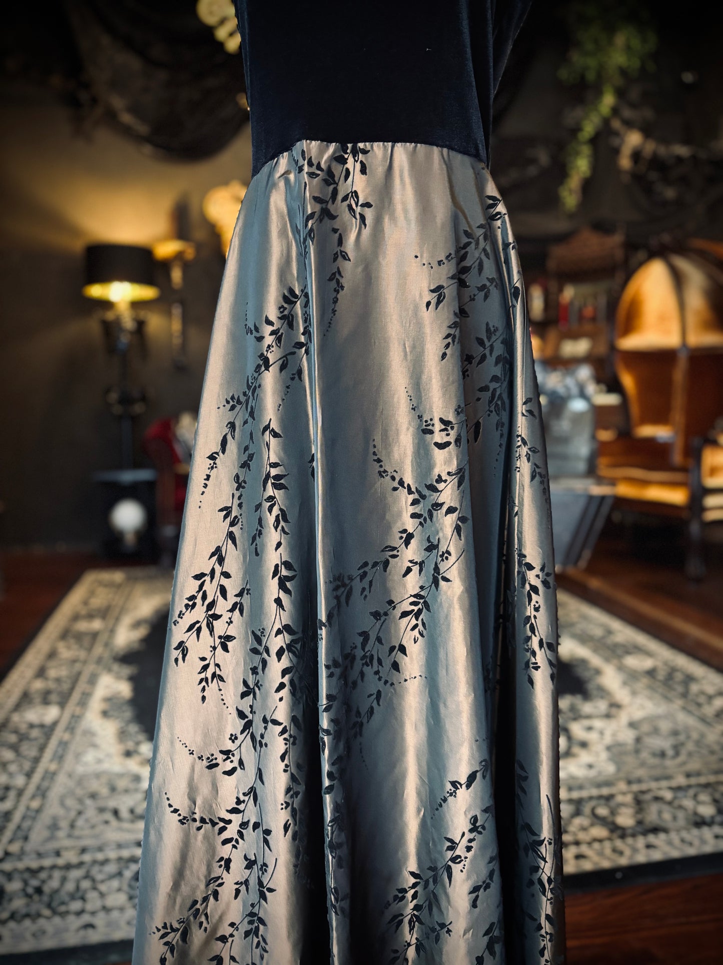 Velvet and bronze formal gown