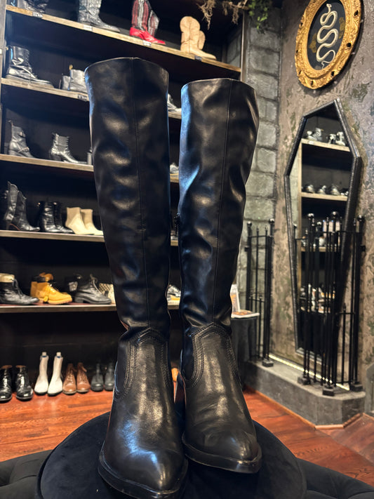 Jeffery Campbell Black Thigh High Pinched Toe Boots