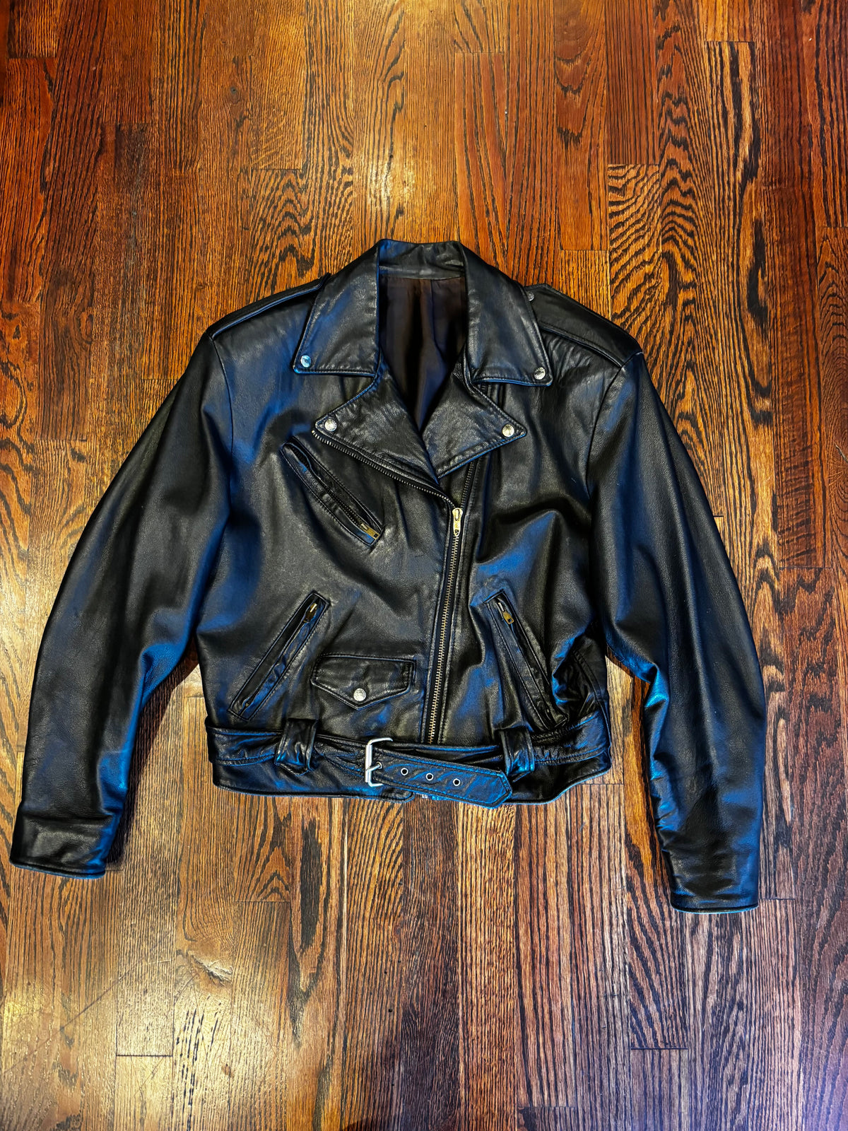 Vintage ‘Leatherbound USA’ Soft Black Leather Cropped Motorcycle Jacket
