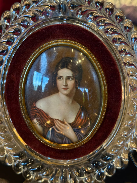 Antique Ornate Glass Framed Cameo Portrait of Pauline Bonaparte