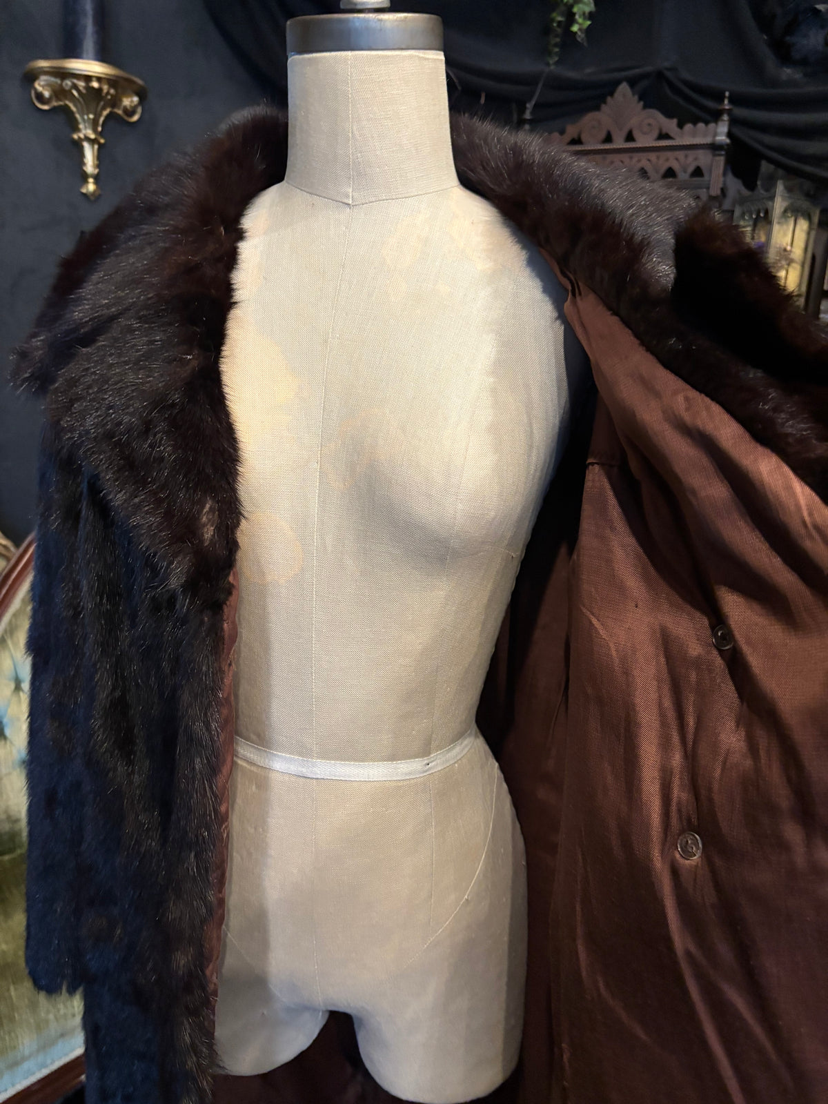 Vintage Custom Dark Brown Fur Long Coat