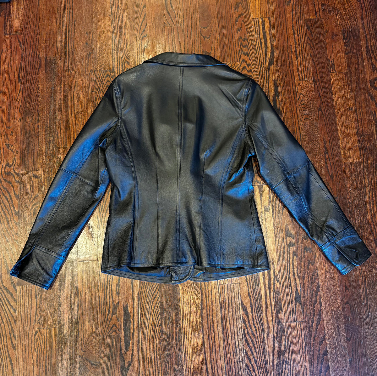 Vintage Clio Black Leather Zipper Pocket Blazer