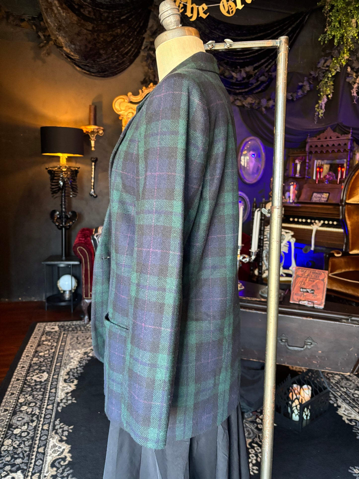 Vintage Sag Harbor Green and Black Plaid Blazer