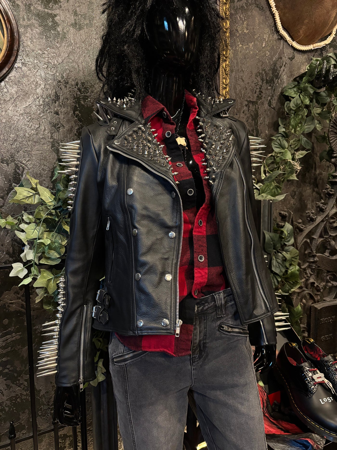 Custom spiked leather jacket