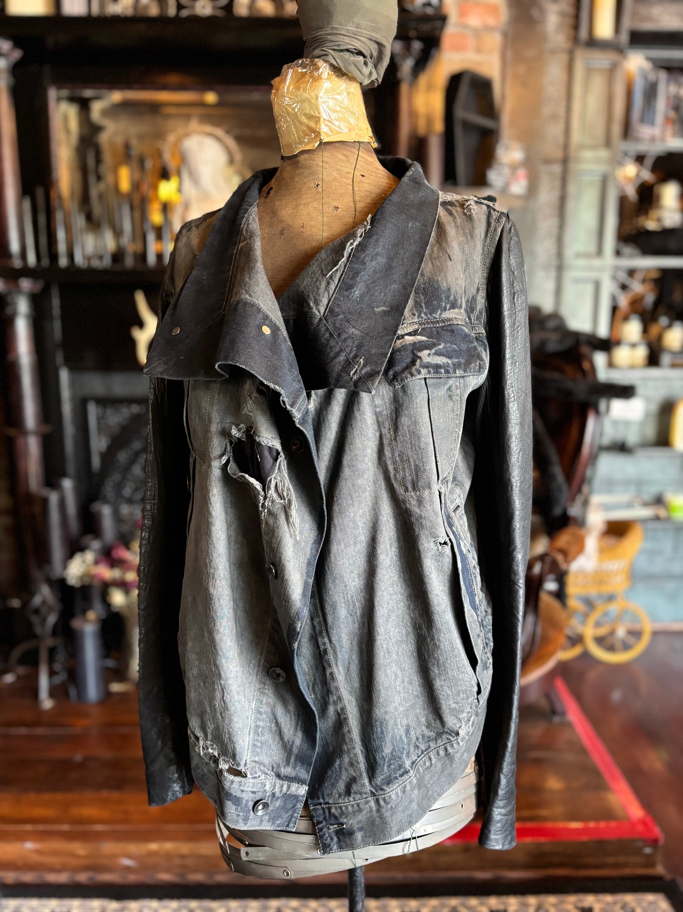 Rick Owen’s DRKSHDW Denim & Leather Customized Jacket