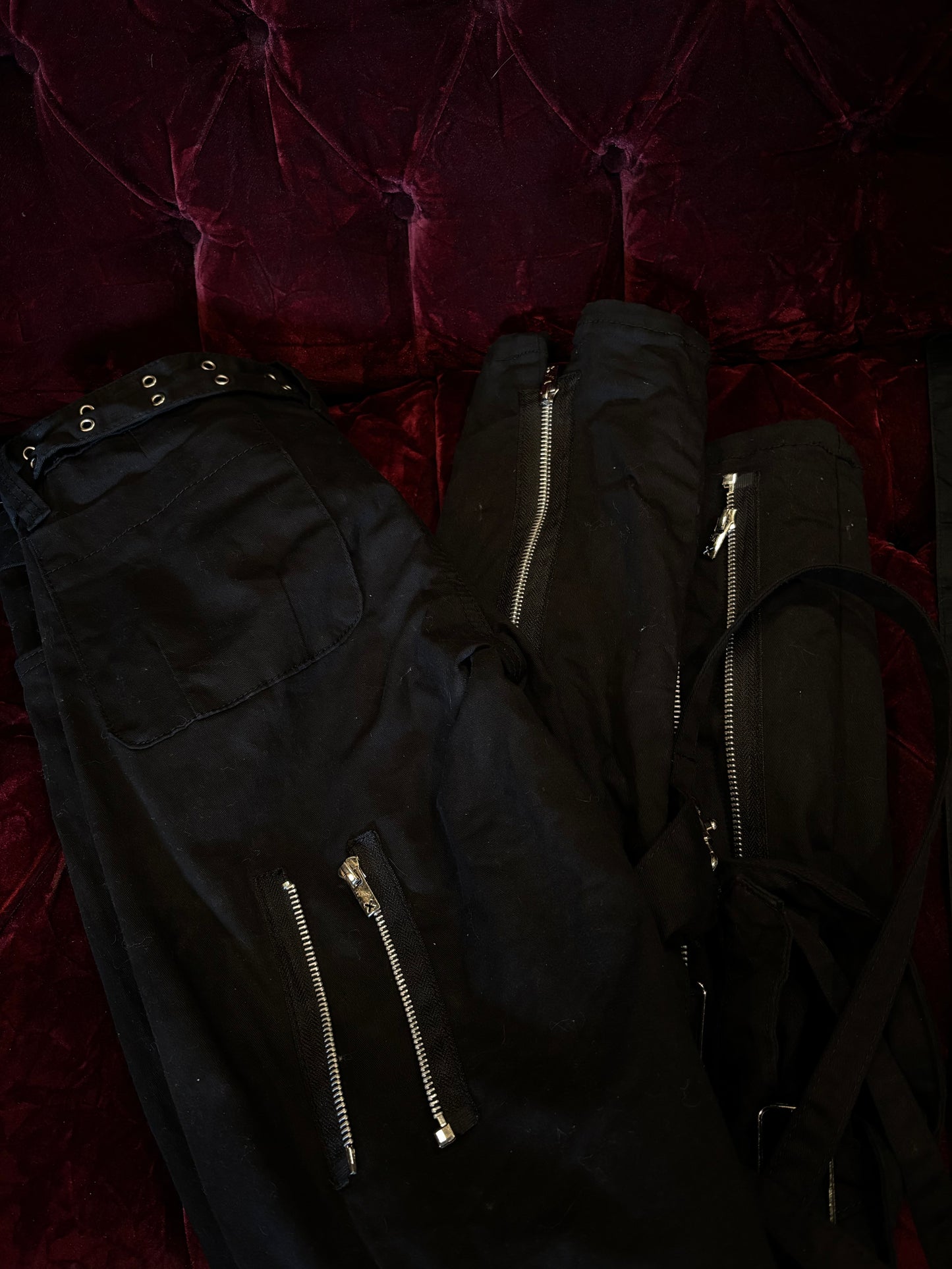 TRIPP NYC Zippered Skinny Black Bondage Pants