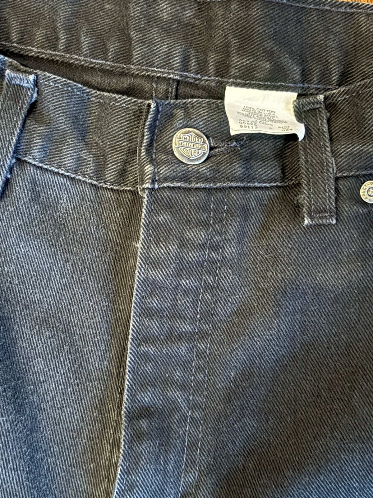 Vintage Harley-Davidson Washed Black Mid Rise Straight Leg Jeans