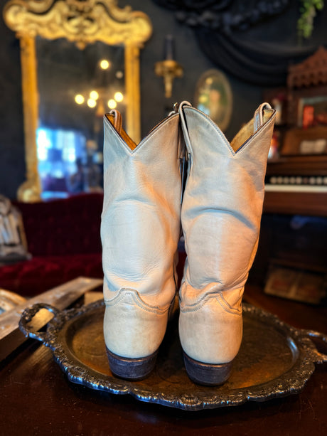 Tony Lama Leather Cream Colored Cowboy Boots