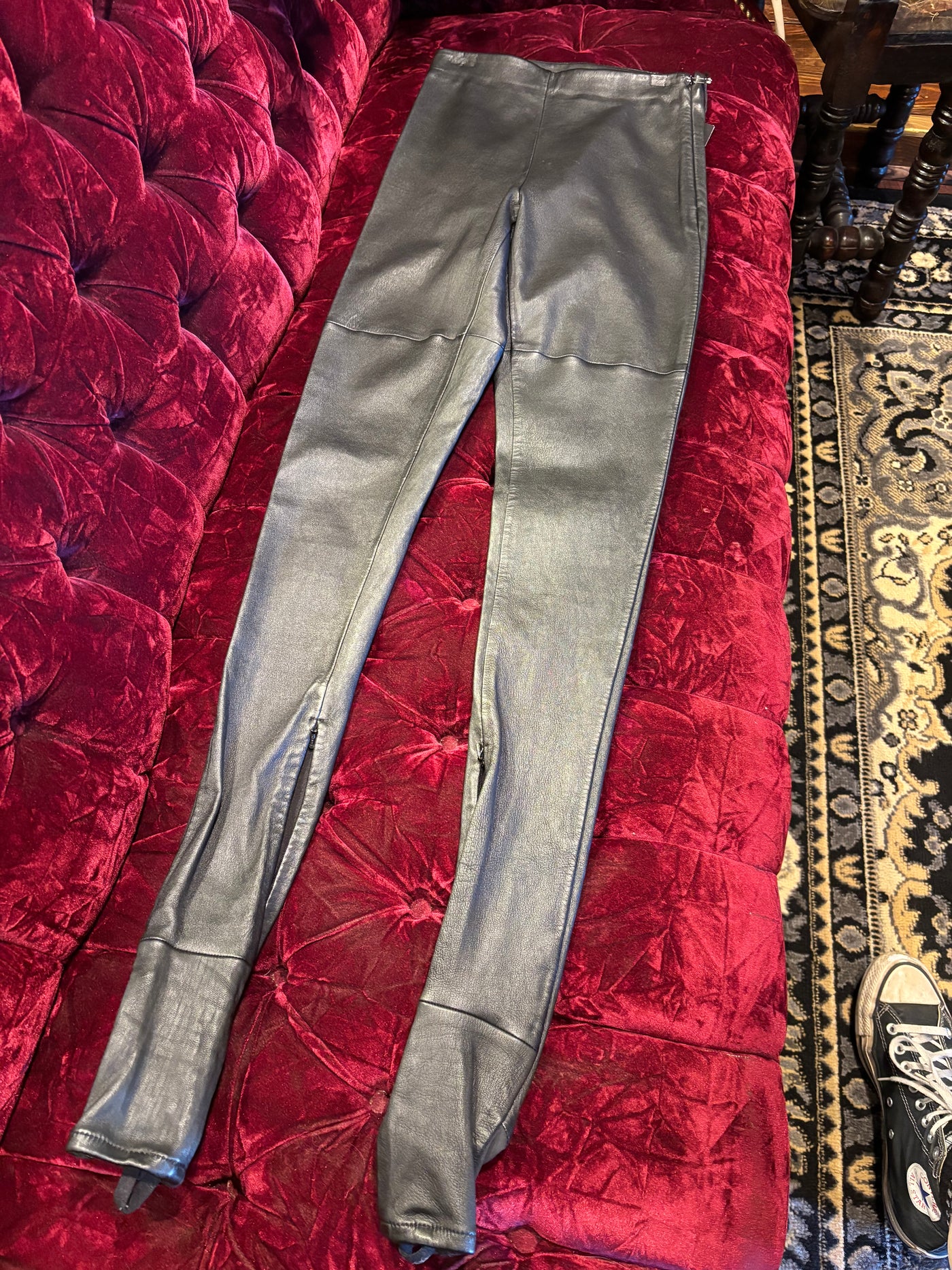 Maison Martin Margiela x H&M Black Leather Skinny Stirrup Leggings