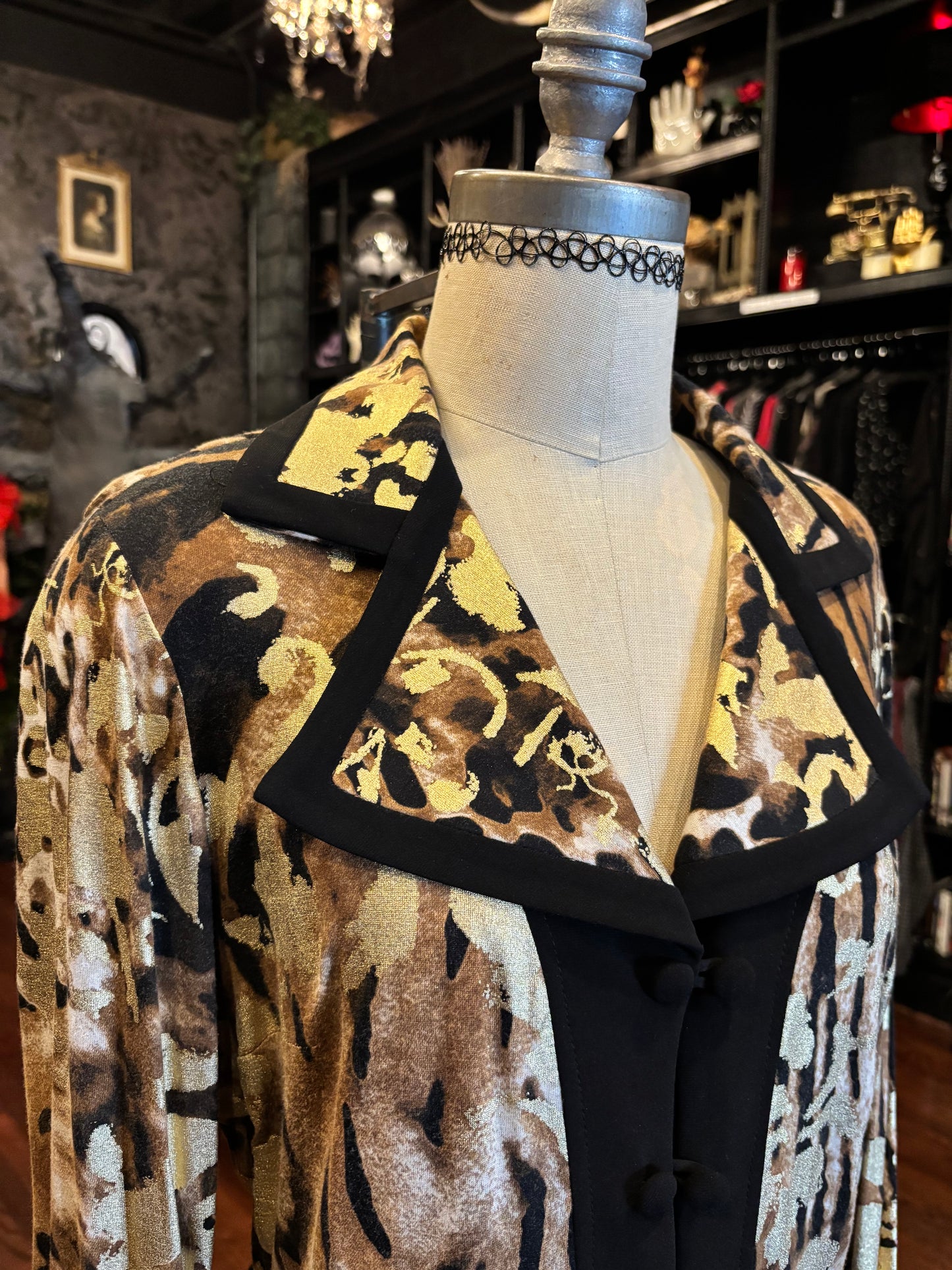 Vintage Joseph Ribhoff Cropped Animal Print Blazer