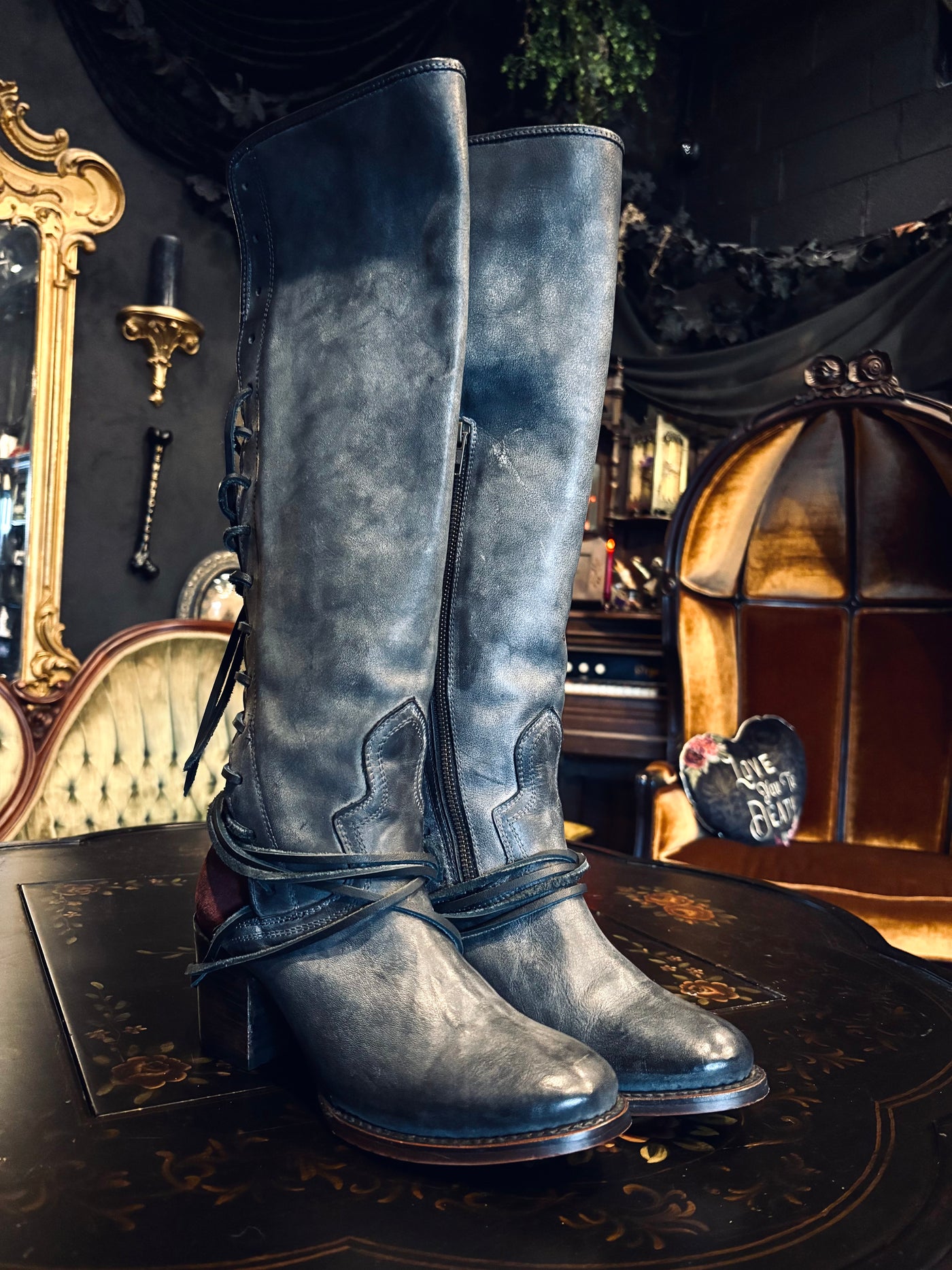 Free Bird by Steven Grey and Red Leather Lace-Up Tall Boots