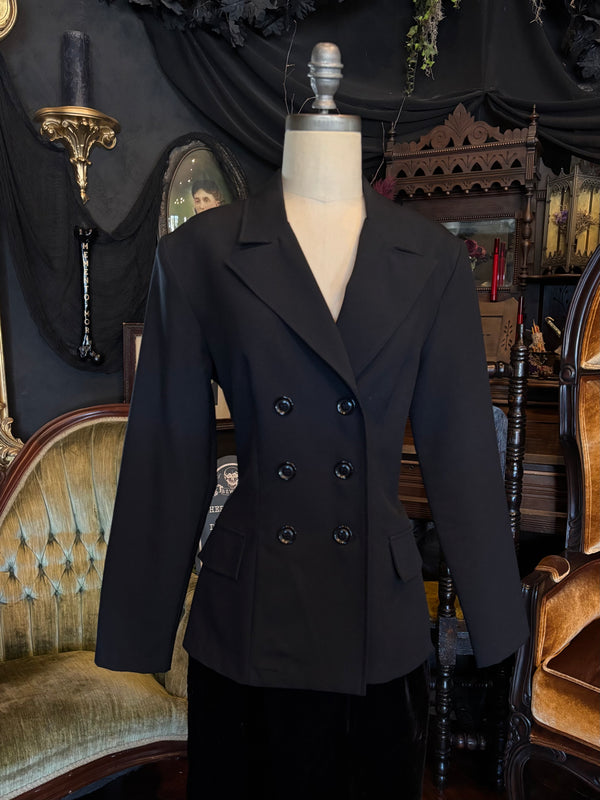 90s Vintage Double Breasted Black Blazer