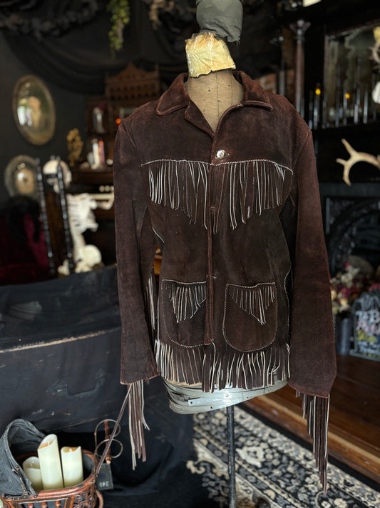 Vintage Brown Suede Fringe Jacket