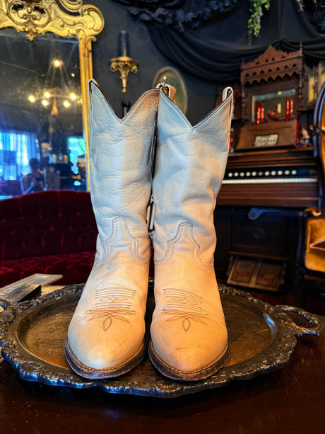 Tony Lama Leather Cream Colored Cowboy Boots