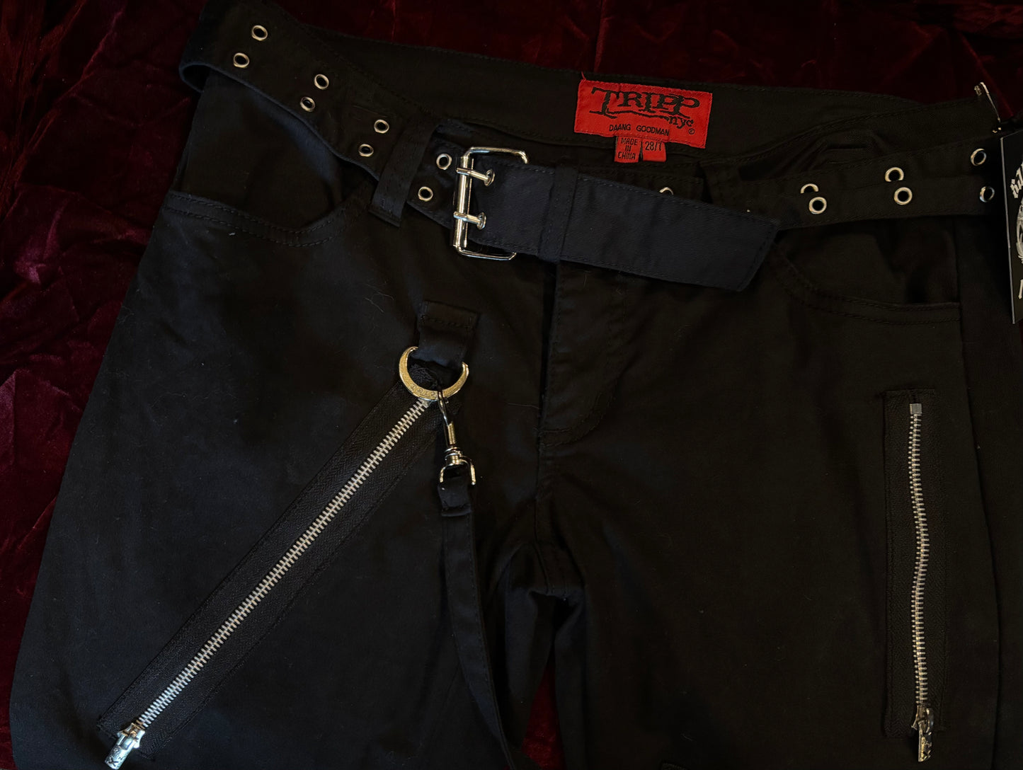 TRIPP NYC Zippered Skinny Black Bondage Pants