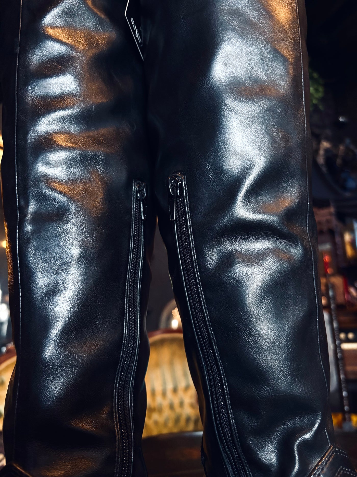 Jeffery Campbell Black Thigh High Pinched Toe Boots