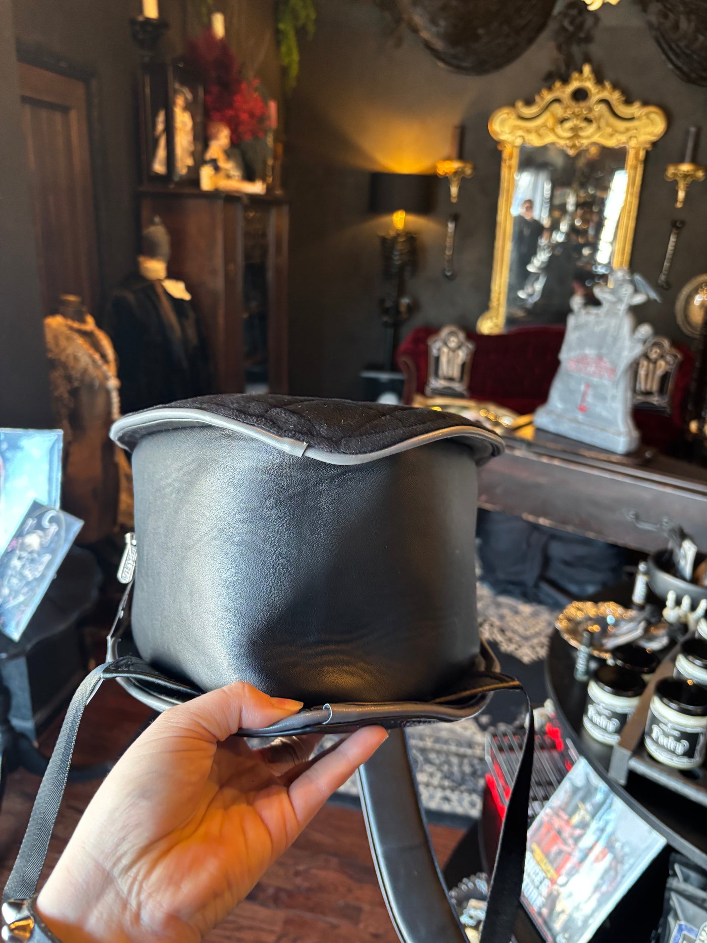 Killstar Wednesday Black Velvet and Vegan Leather Nevermore Backpack