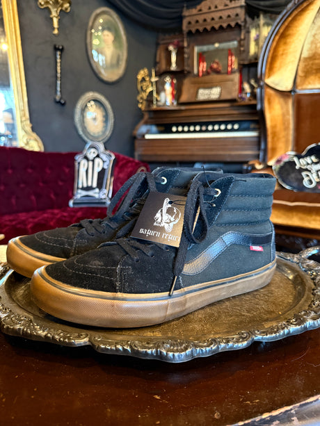 Vans Classic Black Canvas and Suede Leather High Top Skateboarding Sneakers