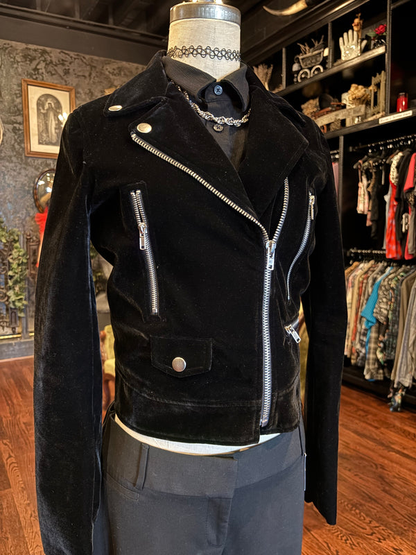 RE:NAMED Black Velvet Moto Jacket