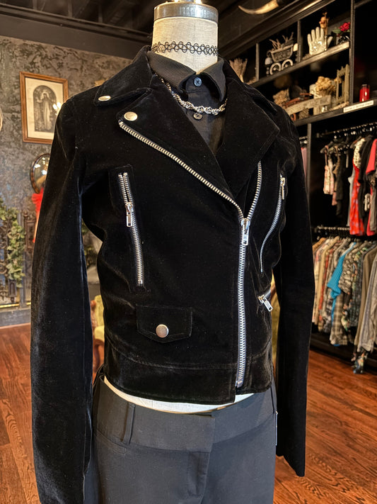 RE:NAMED Black Velvet Moto Jacket