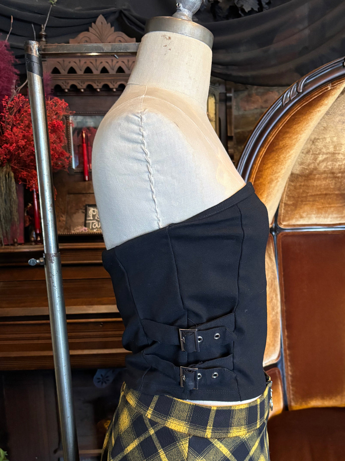 Black Buckle Tube Top By Self Esteem