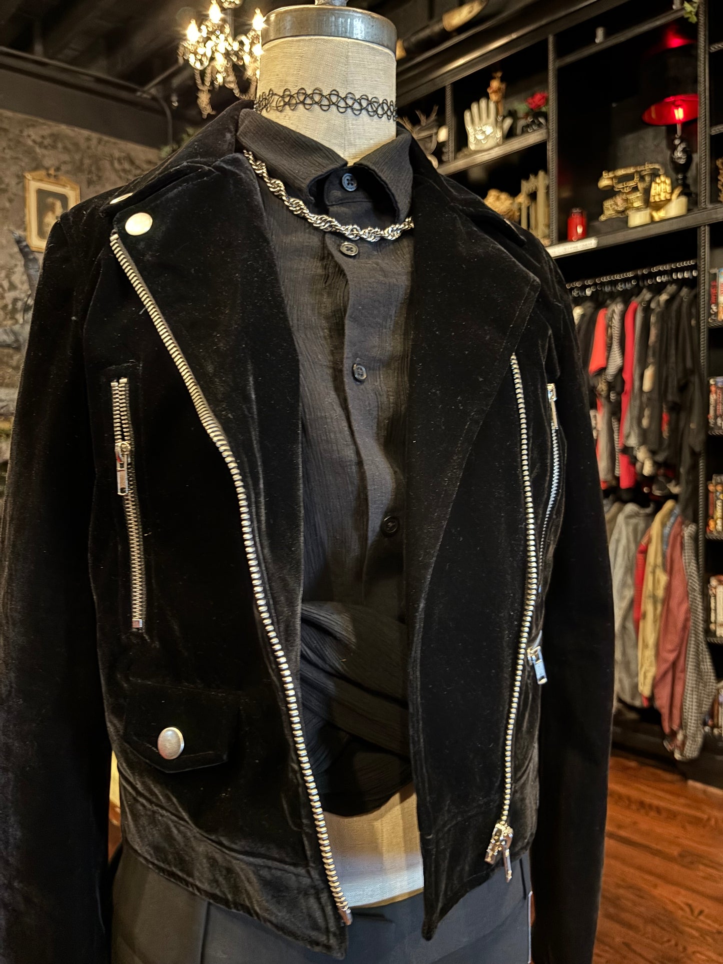 RE:NAMED Black Velvet Moto Jacket