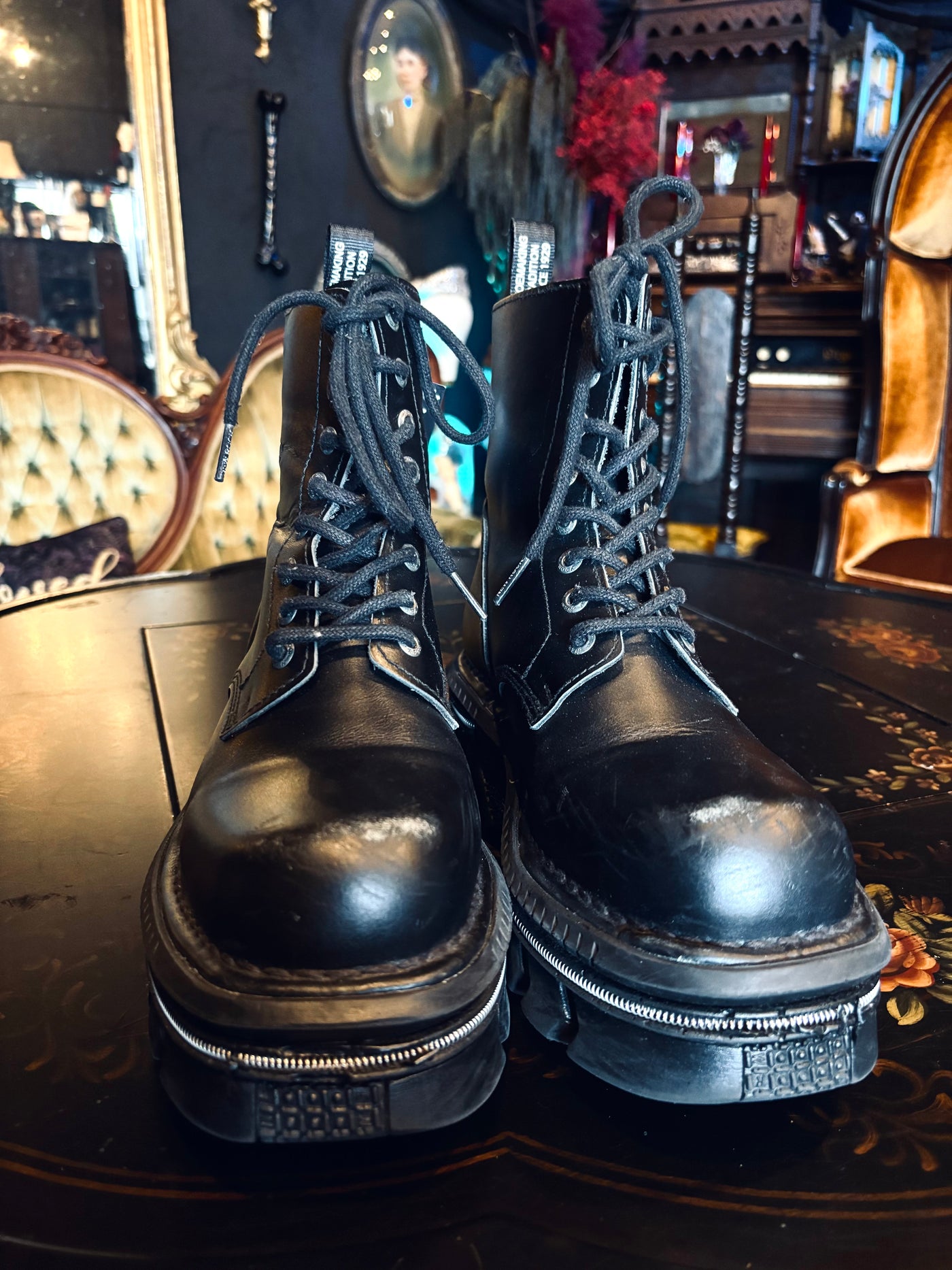 New Rock MMILI084N-S6 Black Leather Platform Boots