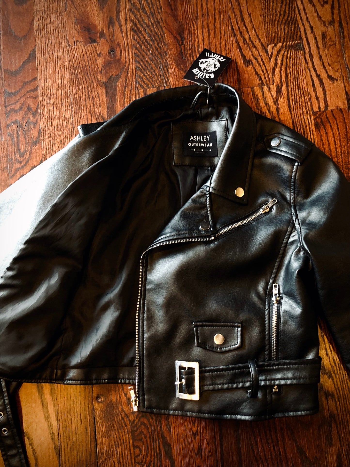 Ashley Outerwear Faux Leather Motorcycle Jacket Size M