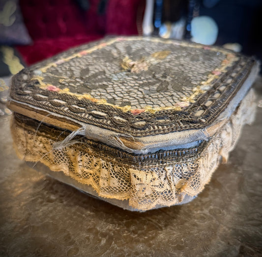 Antique Floral Lace Sewing Box