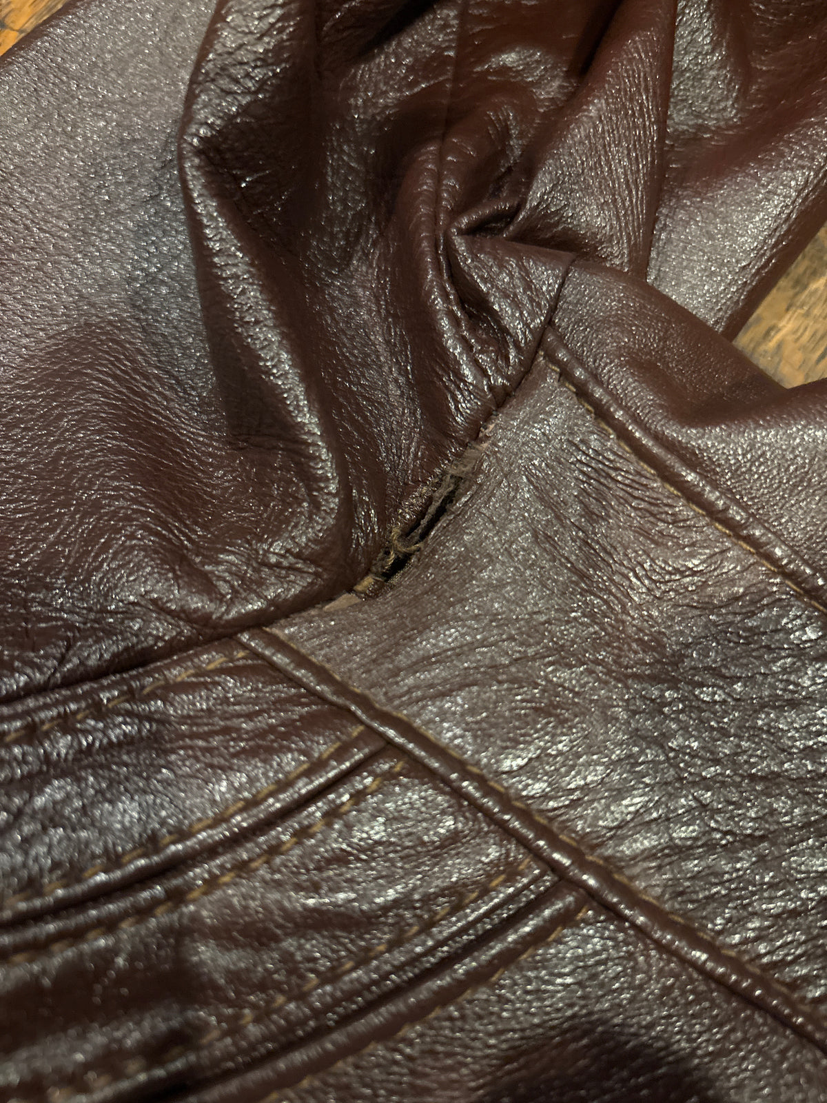 Vintage Samber Leather Brown Cognac Faux Fur Lined Leather Jacket