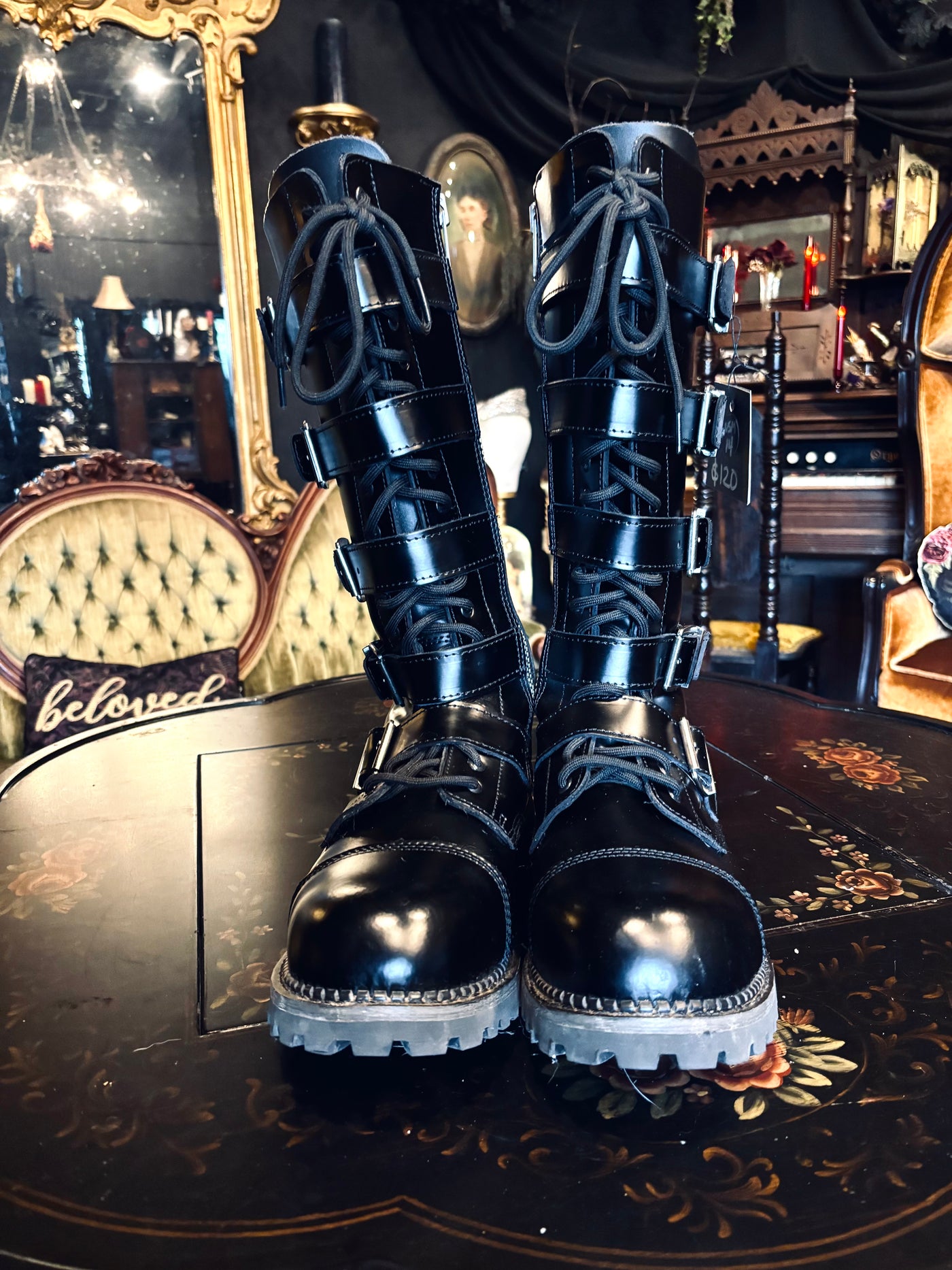 Demonia RIOT-18BK Buckle Combat Boots