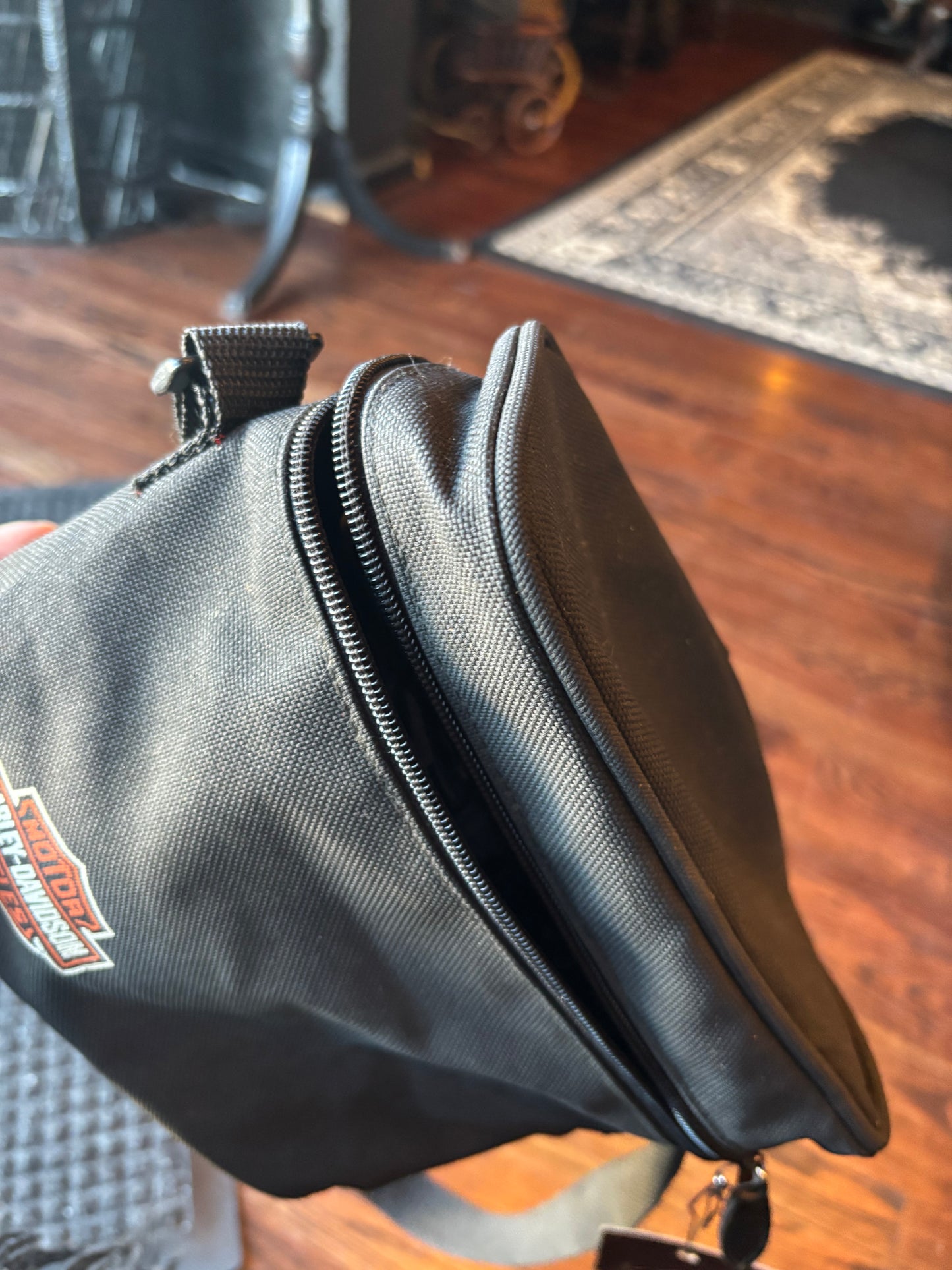 Vintage Black Canvas Harley-Davidson Crossbody Bag