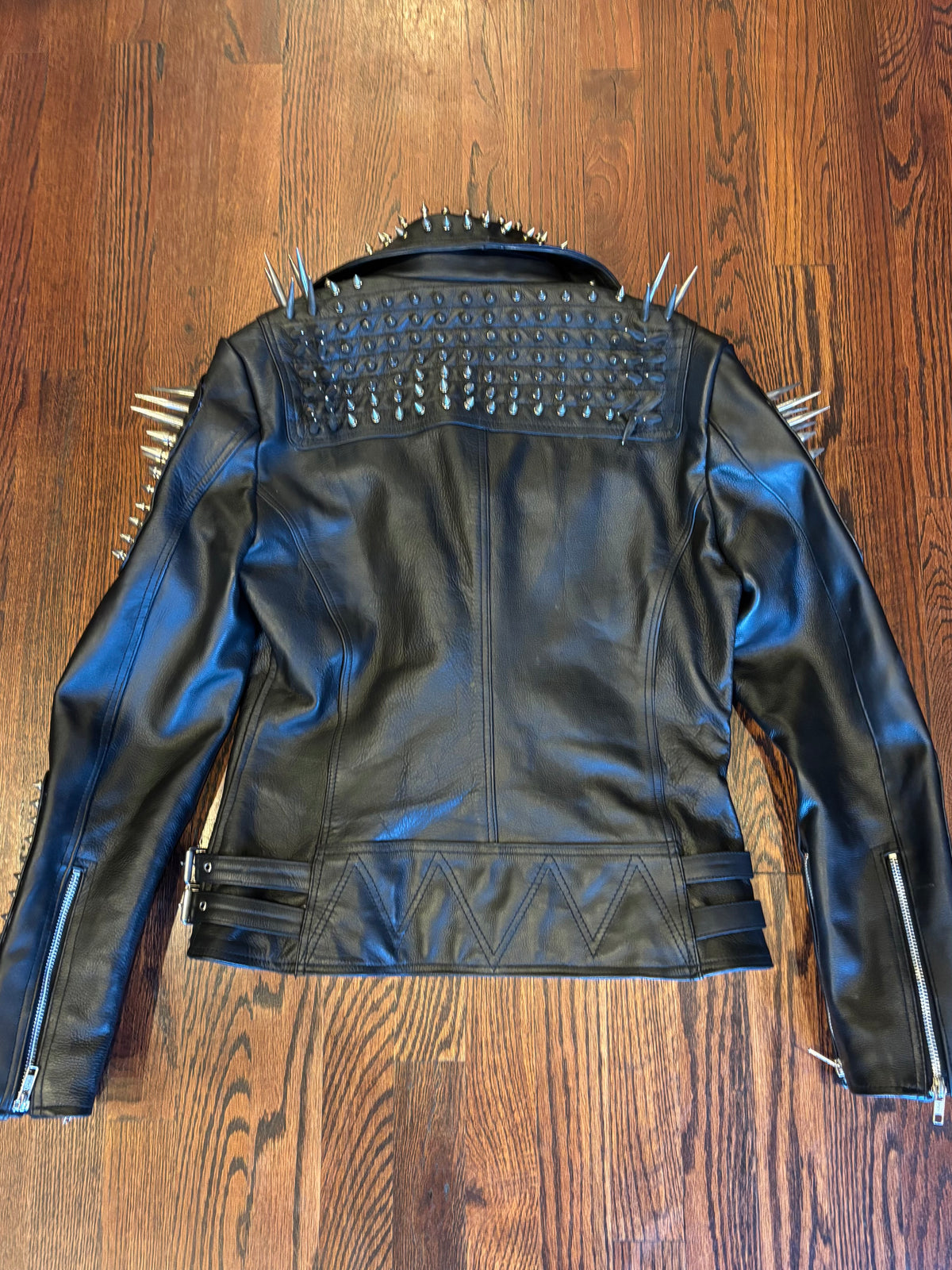 Beautiful & Brutal Custom Black Leather Studs and Spikes Motorcycle Jacket