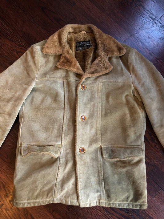 Vintage The Leather Shop Tan Suede Fur-Lined Jacket