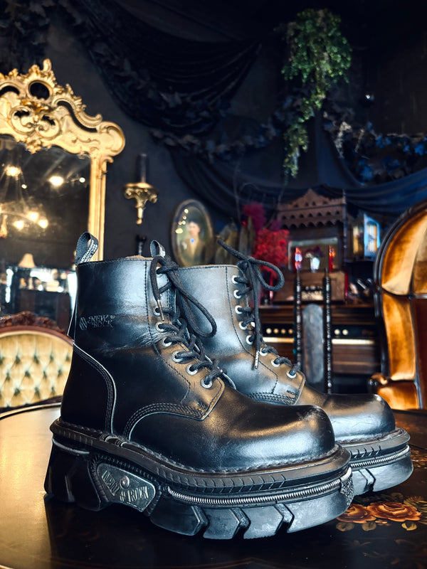 New Rock MMILI084N-S6 Black Leather Platform Boots