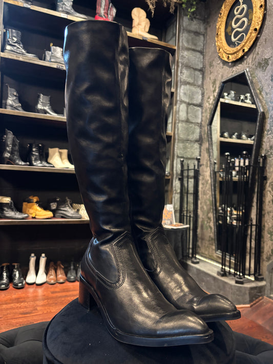 Jeffery Campbell Black Thigh High Pinched Toe Boots