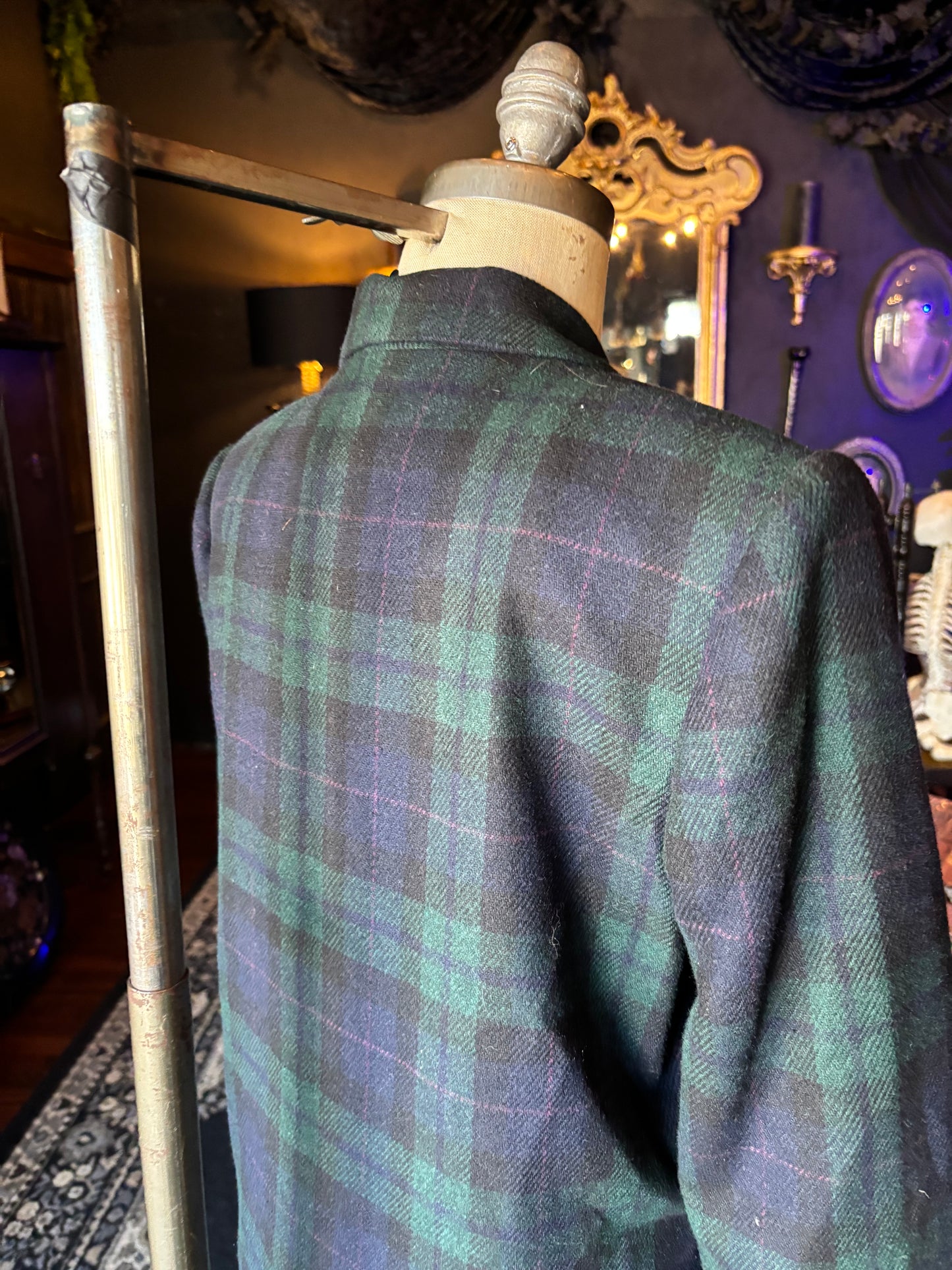 Vintage Sag Harbor Green and Black Plaid Blazer