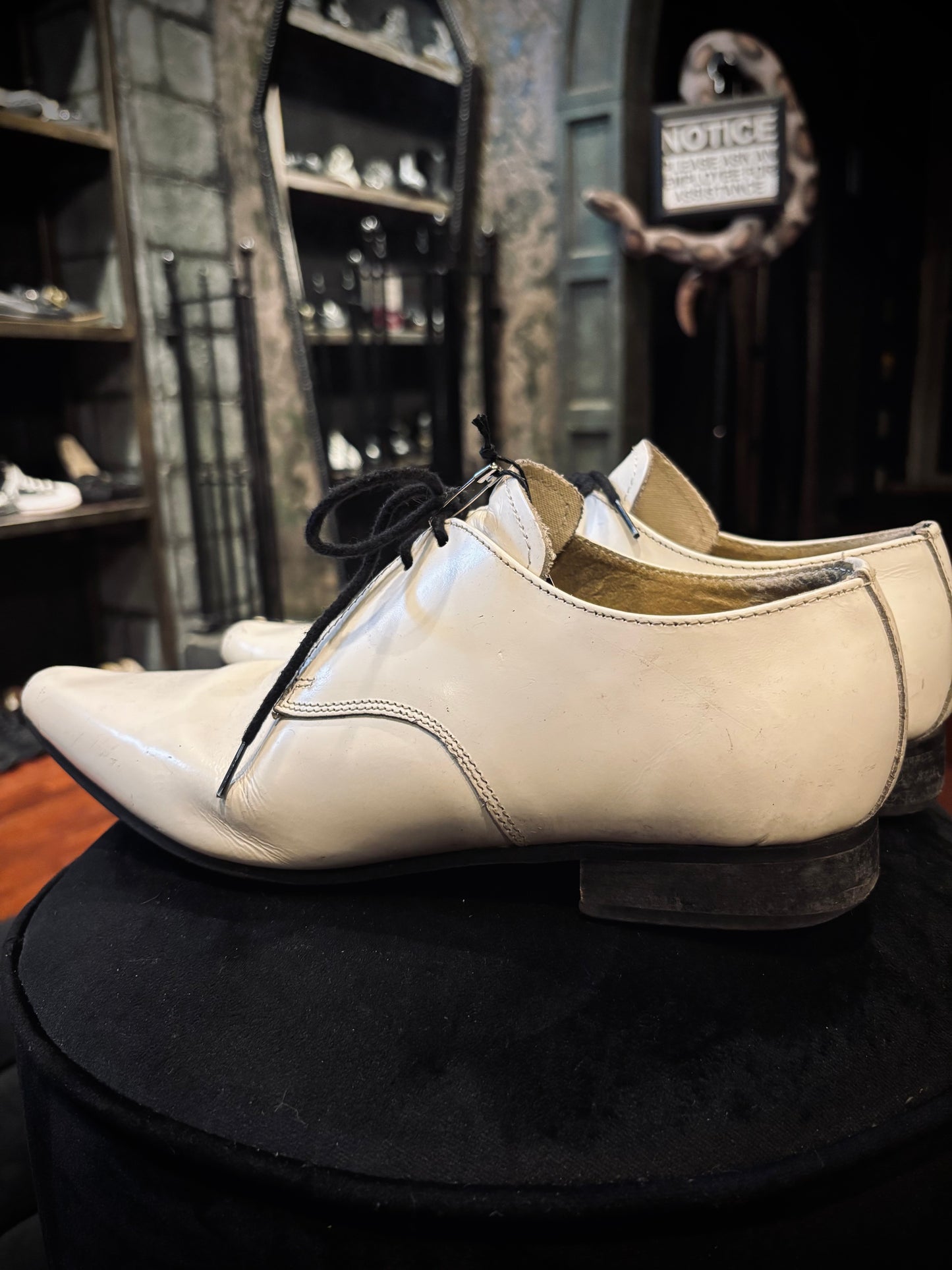Super pointy White Mens Dress shoes