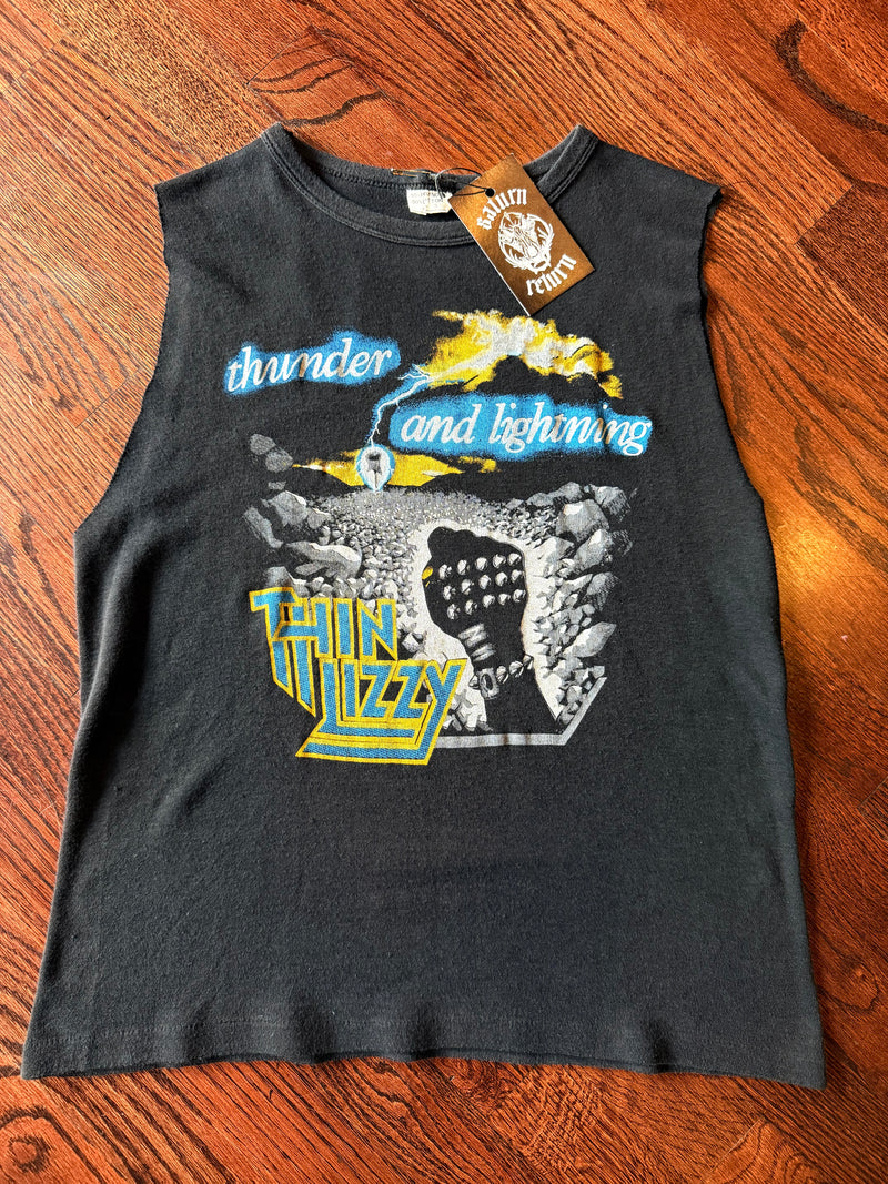 Vintage 1983 Thin Lizzy Thunder and Lightning Sleeveless Tour T-Shirt