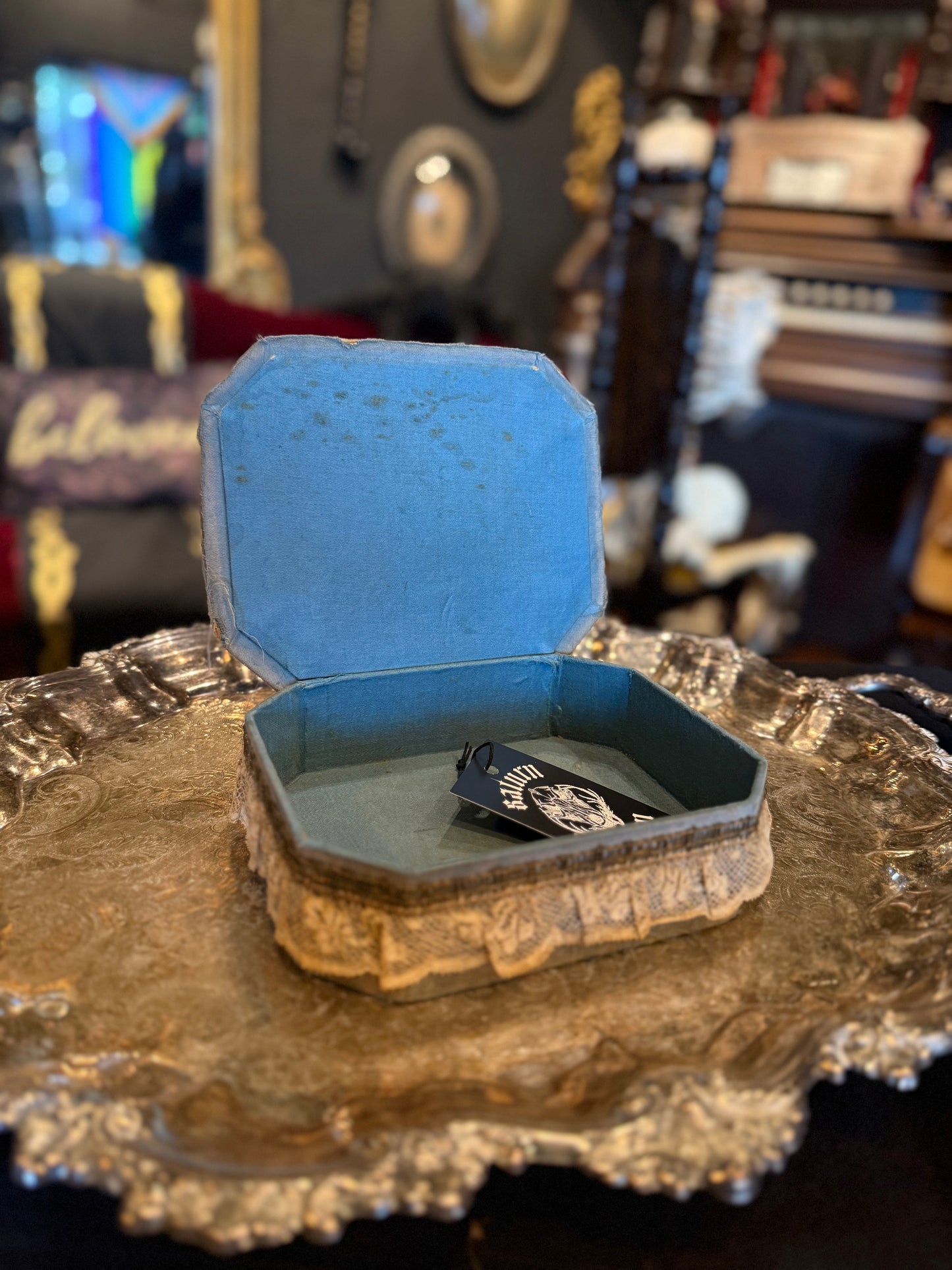 Antique Floral Lace Sewing Box