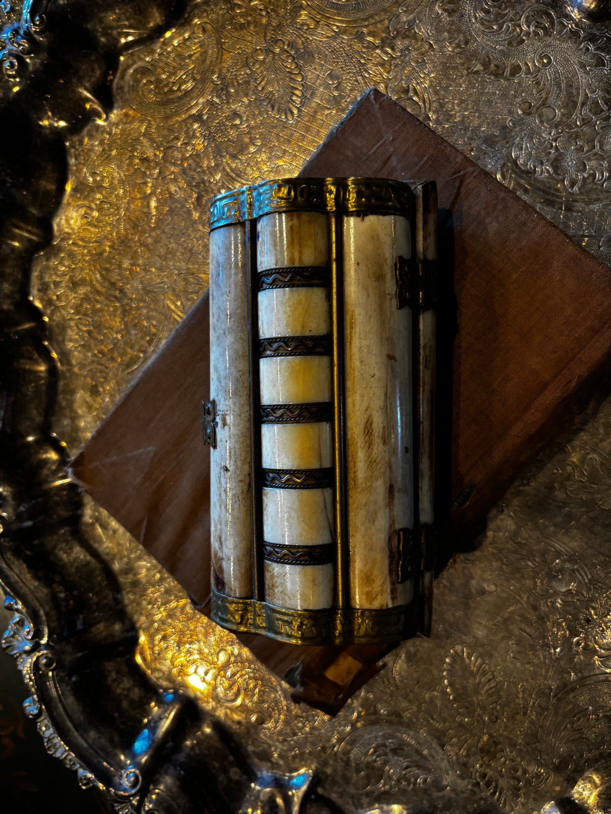 Vintage Antler and Brass Jewelry Trinket Box