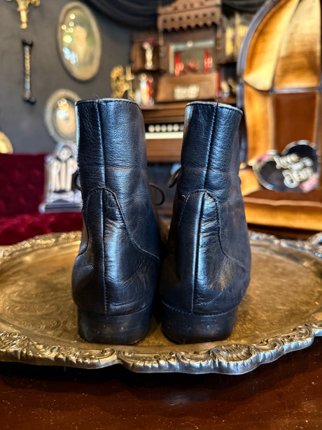 Vintage Prima Royale Black Leather Lace-Up Ankle Boots