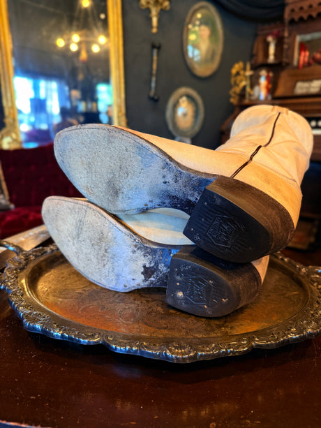 Tony Lama Leather Cream Colored Cowboy Boots