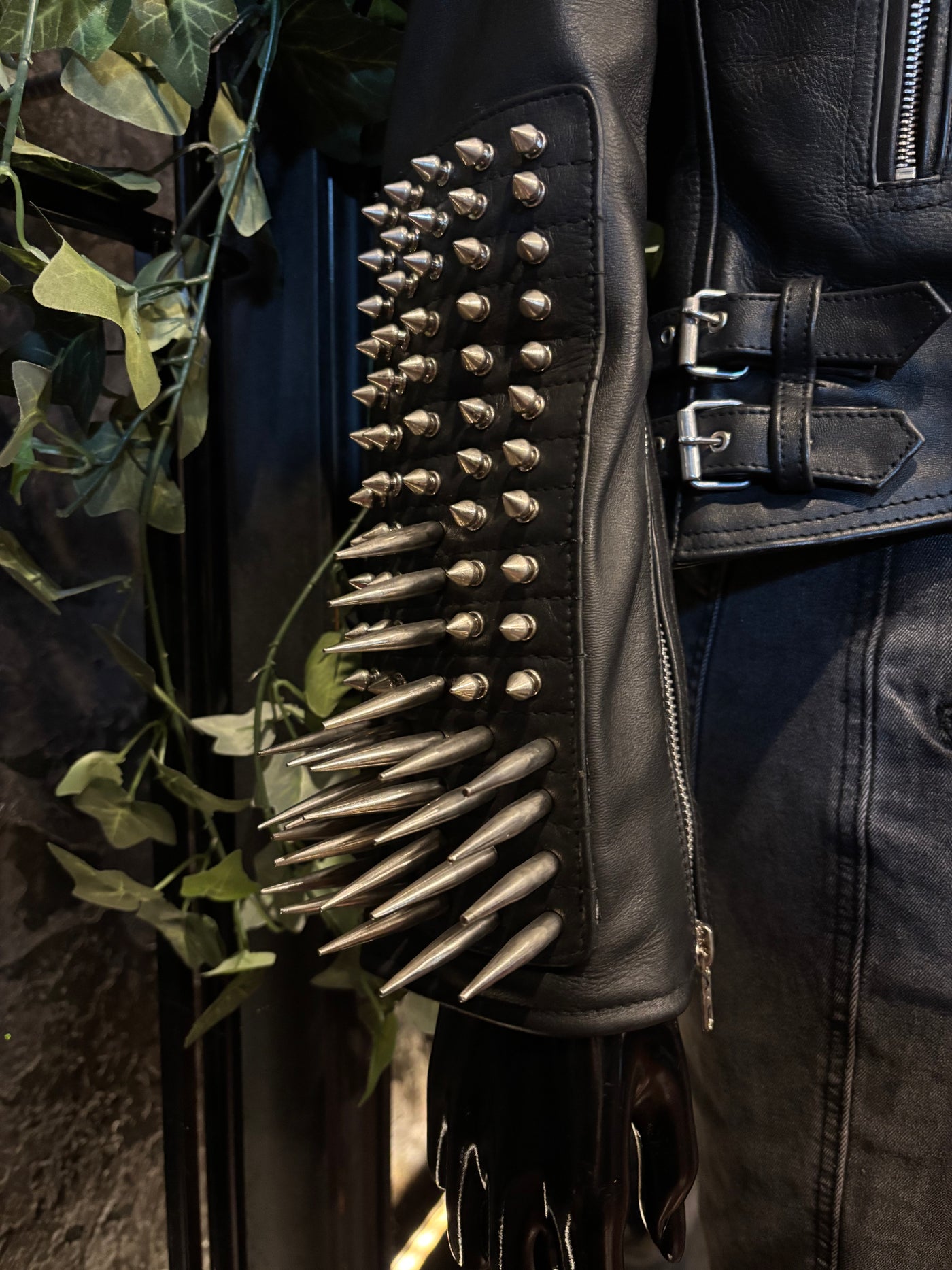 Custom spiked leather jacket