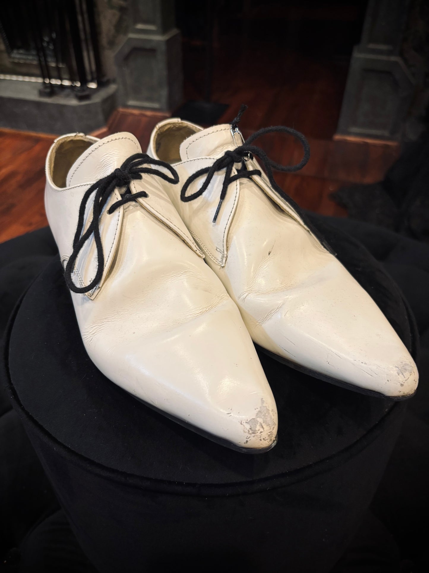 Super pointy White Mens Dress shoes