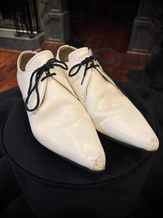 Super pointy White Mens Dress shoes